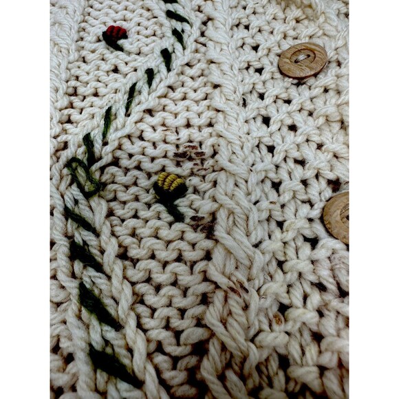 Vintage 1960s made in Italy Robinson's  California Wool Sweater Cardigan Flowers - Picture 8 of 12